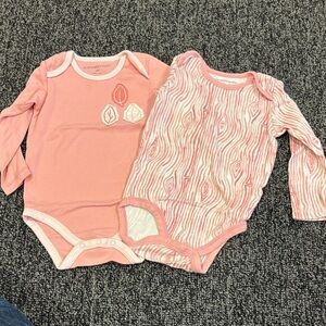 Burt's Bees Coral and White Baby Bodysuit Duo